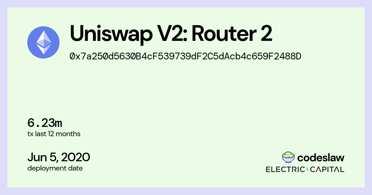 Uniswap V2 Router 2 Ethereum codeslaw